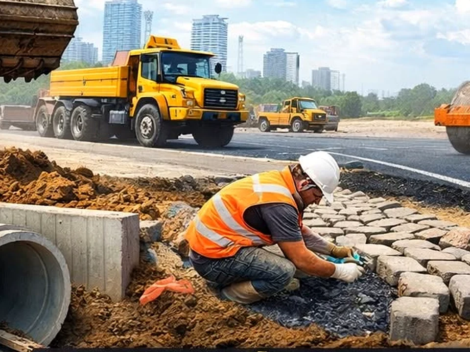 Illustration d’un camion de chantier pour le transport de matériaux