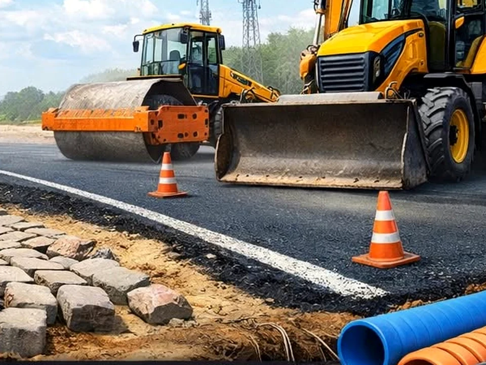 Illustration de travaux de voirie et d’enrobé